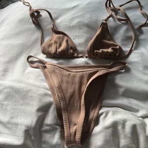 Nude rubbed triangle bikini - LA Hearts